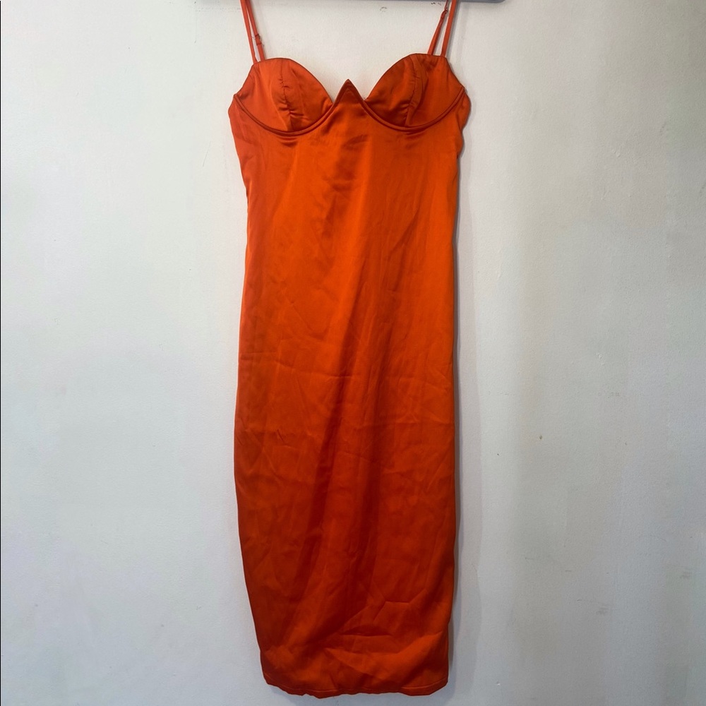 Orange Midi Dress. Size Medium. Meshki Brand.